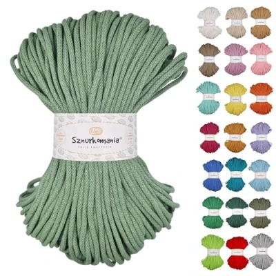 Imagen de Sznurkomania cordón de algodón trenzado (5 mm, 100 m, 46 colores, ganchillo, macramé, hilo cuerda macramé)