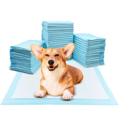 Imagen de Baxcdyswe 100 Unidades Empapadores Perros, 33 x 45 cm Almohadillas Perro para Puppy Pads en Casa WC Perros Alfombrillas Higiénica Desechables Mascotas, Superficie de Secado Rápido, Transpirables