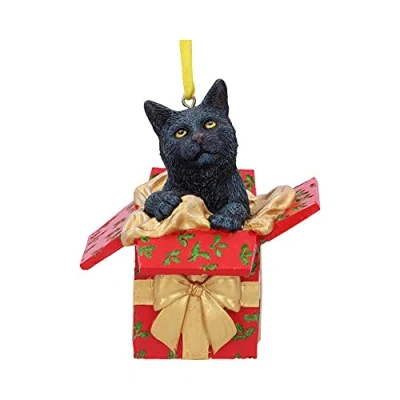 Imagen de Nemesis Now Present Cat Figura Decorativa para Colgar (9 cm), Color Rojo