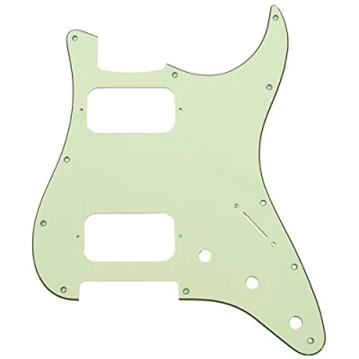 Imagen de Musiclily Pro 11 Agujero Round Corner HH Golpeador Strato 2 Humbuckers Pickguard para Guitarra Eléctrica American/Mexican Fender Standard Stratocaster, 3 capas Mint Green