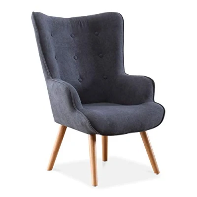 Imagen de duehome Voss, Sillon de Diseño, Butaca Espera Fija, Patas Nórdicas en Madera Color Haya, Descalzadora Tapizada Gris, Medidas: 71 cm (Ancho) x 75 (Fondo) 95 (Alto)