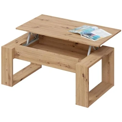 Imagen de Mesa de Centro elevable, Mesita para Salon, Auxiliar, Modelo Nova, Acabado en Color Roble Nodi, Medidas: 105 cm (Largo) x 55 (Ancho) 45 54 (Fondo)