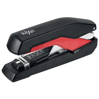 Imagen de Rexel Supreme Omnipress 2115678 Grapadora de tira completa, capacidad para 30 hojas, grapas planas, incluye grapas, cuerpo metal, negro/rojo,