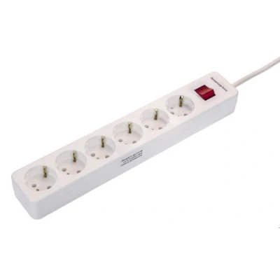 Imagen de as Schwabe 16691 Regleta de enchufes 6 vías blanca, con protección contra sobretensiones 1,4m H05VV F 3G1,5, IP20 uso interior
