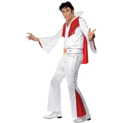 Imagen de Smiffys Disfraz de Elvis, Blanco, con camisa, pantalón, capa y cinturón