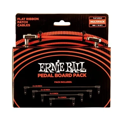 Imagen de Ernie Ball Cables de conexión planos para pedales, multipaquete, color rojo