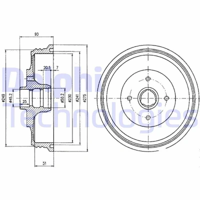 Imagen de DELPHI BF430 Tambor de Freno sin anillo sensor ABS, cojinete rueda 275 SEAT: Inca, VOLKSWAGEN: Caddy 2