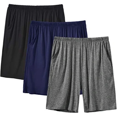 Imagen de MoFiz Hombre Pantalones Cortos de Pijama Cómodo Modal Verano Shorts Estar 3 Piezas M