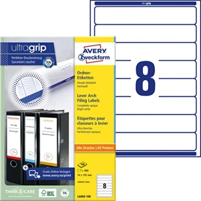 Imagen de Avery Border Binder Labels, White 192 X 34mm (100) Etiquetas De Impresora