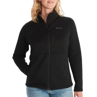 Imagen de Marmot Mujer Wm&#039;s Drop Line Jacket, chaqueta polar cálida, de exterior con cremallera completa, jersey transpirable y resistente al viento, Black, M
