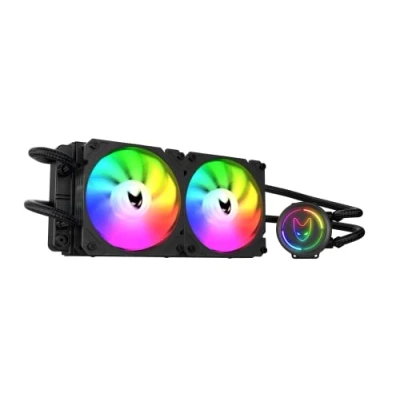 Imagen de Oversteel ZIRCON Refrigeración Líquida 240mm RGB, 2x Ventilador PWM 120mm TDP 200W, Compatible con Intel y AMD AM4, Color Negro