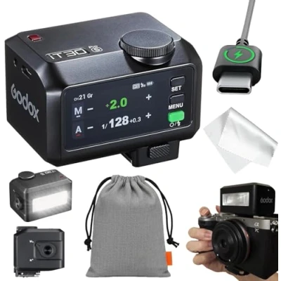 Imagen de GODOX IT30PRO S Flash de cámara, IT30PROS Mini Flash, TTL HSS 1/8000s compatible con Sony Alpha A9 III a7III a7CII a7IV a7C a7RV a7 a7SIII a6700 a6400 a6600 ZV E10 II ZV1 a6100 (Negro)