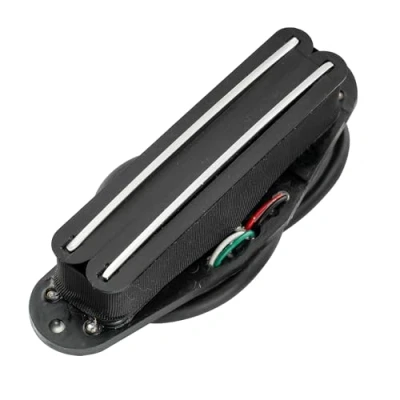 Imagen de Musiclily Hot Rails Pastilla Humbucker Formato Single Coil Pickup para Guitarra Eléctrica Strat Squier,Cuerpo Negro con Rail Cromado