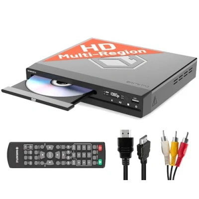Imagen de OAKCASTLE DVD100 Reproductor DVD Región Libre Player HDMI 1080P para TV Lector con USB, CD y MP3 Cable RCA, Mando a Distancia Incluidos