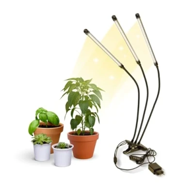 Imagen de Mobiclinic®, Lámpara de cultivo LED, GrowFlex X3, 3 Modos, 6000K, 10 Niveles brillo, Cabezales, Espectro completo, Temporizador, Giro 360º, 60W, Flexible, Plantas interior, USB