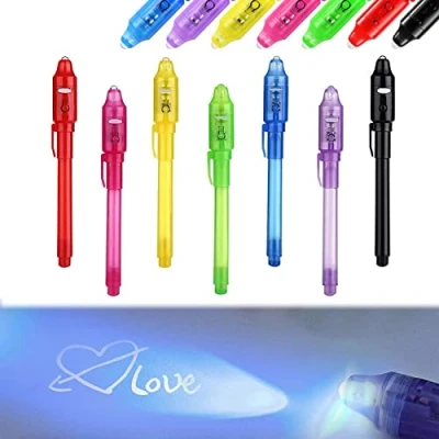 Imagen de 7pcs Boligrafo Tinta Invisible, Bolígrafos Invisibles de Secreta, Boli Magico Luz Ultravioleta para Escribir Mensajes Secretos, Regalos Fiesta Cumpleaños Infantil, el Día del Niño