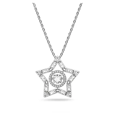 Imagen de Swarovski Collar Stella para Mujer, Símbolo de Estrella, con Cristales Blancos, En Baño Rodio, Colección