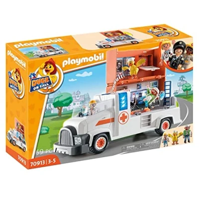 Imagen de PLAYMOBIL Duck ON Call 70913 Camión Ambulancia con estación, Luz y Sonido, Juguete para niños a Partir de 3 años