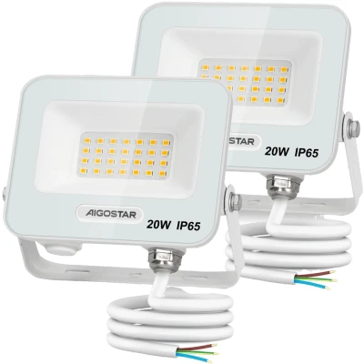 Imagen de Aigostar Foco led Exterior 20w, 1650LM Proyector LED, IP65 Impermeable Luz de Seguridad, Natural 4000K Luces exterior, Para Jardín, Patio, Garaje, Paquete 2