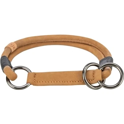 Imagen de TRIXIE Zug Stopp 17111 Collar de Perro Piel para Perros pequeños, con limitación tracción, Resistente y Elegante, Color marrón