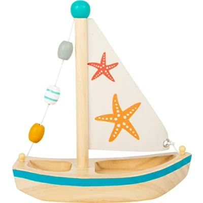 Imagen de Small Foot 11658 Wooden Starfish Sailboat, Swimming Toy Water, for Children Aged 24+ Months Juguetes, Multicolor