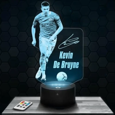 Imagen de lámpara de mesilla noche, luz nocturna táctil K. Bruyne Futbolista deporte LED ilusión 3D, idea regalo para niños, Navidad, noche niños o adultos. TOP