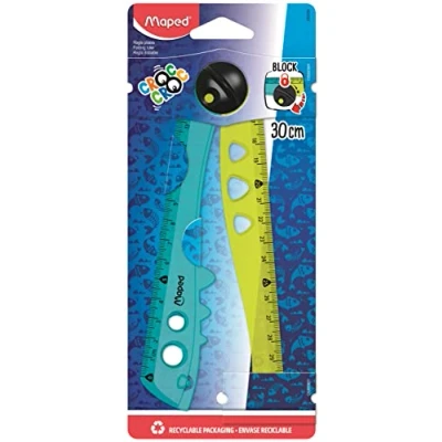 Imagen de Maped Regla Escolar Plegable Tamaño Mínimo 15 cm y Máximo 30 Semitransparente Sistema de Seguridad Con Bloqueo Ideal para Realizar Trazos Firmes Rectos