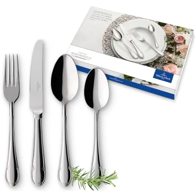 Imagen de Villeroy &amp; Boch Mademoiselle Set de Cubiertos 24 Piezas Plata/Platino, Apto para Lavavajillas, Cuberterias Completas 6 Personas, Cuberteria, Acero Inoxidable