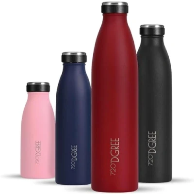 Imagen de 720DGREE Botella Agua Acero Inoxidable “milkyBottle“ 750ml Sin BPA Free, Antigoteo y Prueba de Fugas Frasco térmico, Cantimplora Aislada Bebida con Gas, Deporte, Escuela, Gimnasio, Exteriore