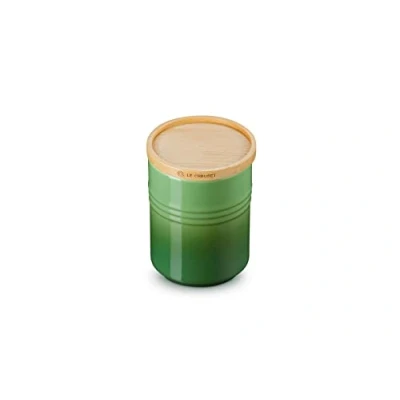Imagen de Le Creuset Bote de almacenaje mediano Cerámica gres con tapa madera, gres, 540 ml, 10 cm, Bamboo, 60825544080099
