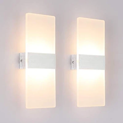 Imagen de Klighten Lámpara de Pared Interior 12W Moderna Apliques Blanco cálido 3000K perfecto para Salon Dormitorio Sala Pasillo Escalera(2 pack)