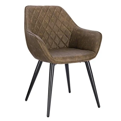 Imagen de WOLTU Silla de Comedor Pack 1, Cocina Tapizadas en Piel_sintética, Ergonómicas con Respaldo y Brazos para Salón Dormitorio, Estilo Nórdico, Patas Metal, Marrón Oscuro, BH251dbr 1