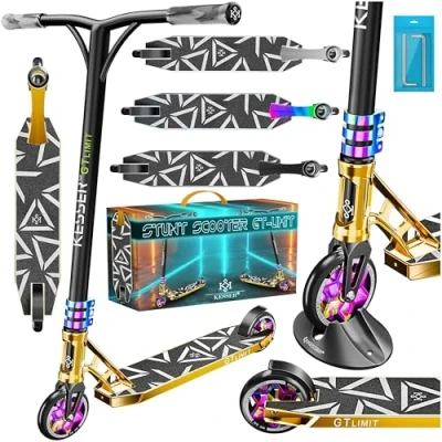 Imagen de KESSER® Patinete acrobático GT Limit, Divertido con dirección de 360Ḟ, Soporte, rodamientos Bolas ABEC 9, Ruedas PU 110 mm, Scooter, Plata