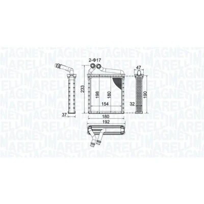 Imagen de MAGNETI MARELLI 350218442000 Radiador de Calefaccion VOLKSWAGEN: Passat B6 Berlina, Golf 5, Variant, SKODA: Superb II Familiar