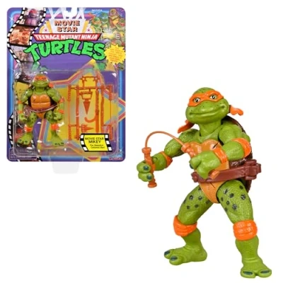 Imagen de Las Tortugas Ninja, Figura articulada de 10 cm, Figruine la colección Movie Star &#039;90, Michelangelo, para niños a Partir 4 años, T00033