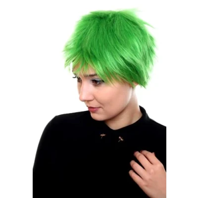 Imagen de Prettyland una pieza 26cm Peluca verde lisa corta ONE PIECE Zoro cosmo und wanda Cosplay Anime resistente al Calor C968