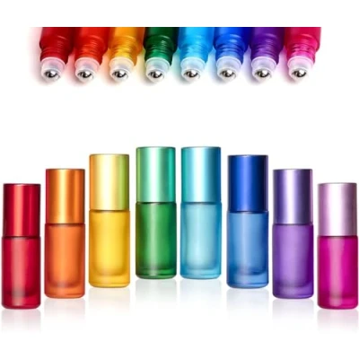 Imagen de Roll On Aceites Esenciales 5ml,8 Pcs Botella de rollon Esmerilada Color,Rollon 5 ml Cristal para Esenciales, Aromaterapia, Perfumes