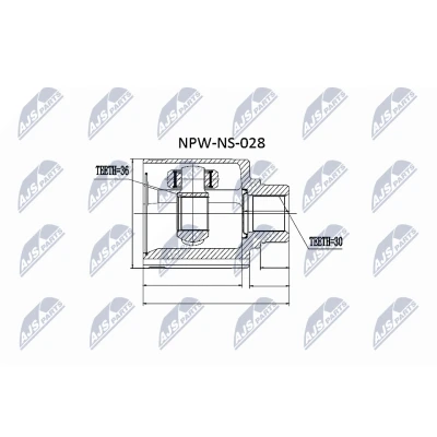 Imagen de NTY NPW NS 028 Junta Homocinética lado de engranaje, Eje delantero, derecha NISSAN: Murano I