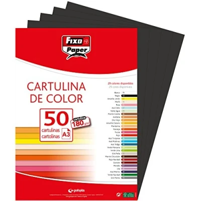Imagen de Fixo Paper 11120310 Paquete de 50, cartulina negra A3, 180g