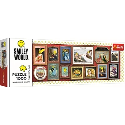 Imagen de Trefl Panorámico de 1000 Piezas Obras Arte Sonrientes, Collage, Feliz, Rompecabezas Bricolaje, Diversión, para Niños a Partir 12 años Puzzle, Color galería Smiley World (29053)