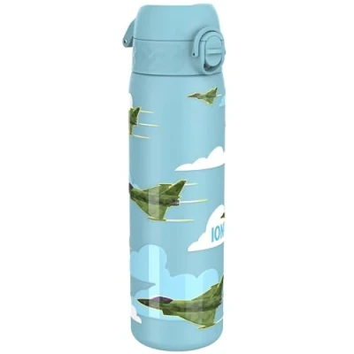 Imagen de Ion8 Botella de Agua Acero Inoxidable, 600ml, a Prueba Fugas, Fácil Abrir, Aptas para Lavavajillas, Cerradura Segura, Asa Transporte, Limpiar, Diseño en Relieve, Aviones Combate