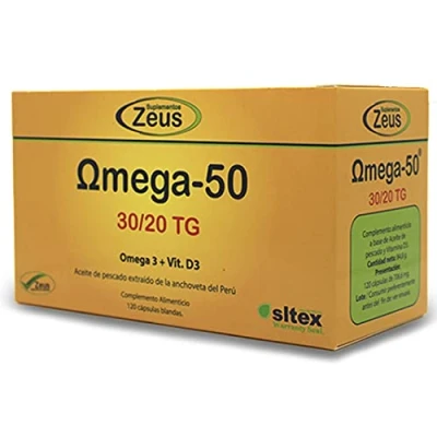 Imagen de OMEGA 50 Contribuye al funcionamiento normal del corazón Complemento Alimenticio a base de Aceite pescado y Vitamina D3 120 Cápsulas Blandas