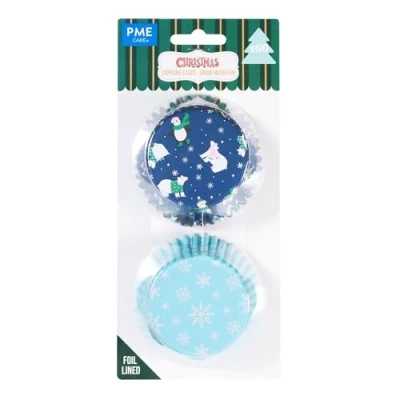 Imagen de PME Navidad Cápsulas para Cupcakes forradas de Aluminio Diversión en la Nieve (Set 60)