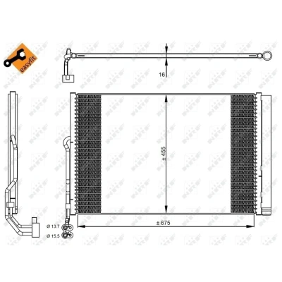 Imagen de NRF EASY FIT 350324 Condensador con secador, junta anular 15,5 13,7 Aluminio 675 PORSCHE: Cayenne, VOLKSWAGEN: Touareg II
