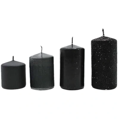 Imagen de velas de Adviento, mesa, bloque, mesa en negro mate y brillo, contenido del envío: 4 unidades, escalonadas 5 x cm hasta 9