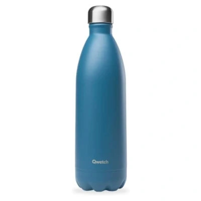 Imagen de Qwetch Botella isotérmica de color azul pato 1L acero inoxidable 24 horas fría y caliente impermeable, sin BPA reutilizable