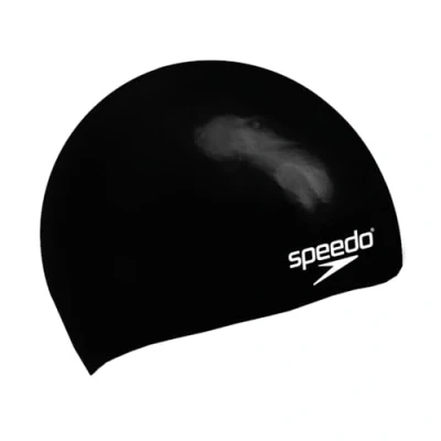 Imagen de Speedo Junior Plain Moulded Silicone Gorro de natación Unisex, Negro, Talla Única