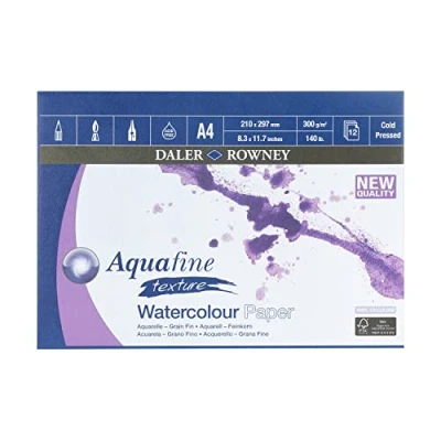 Imagen de Daler Rowney Aquafine Bloc Acuarela Retrato Encolado A4 300G/M² 12 hojas