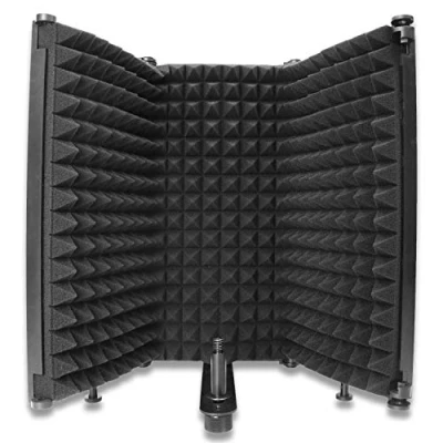 Imagen de Micrófono Escudo de Aislamiento Acústico Portátil Estudio con Espuma Absorbente, Panel Mic para Mejorar el Sonido la Grabación en Casa (3 Paneles) por YOUSHARES