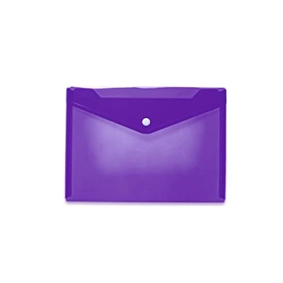 Imagen de HERMA 20061 Portadocumentos A5 transparente morado y con cierre de presión, sobre plástico para escuela, universidad, oficina, viajes